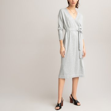 Robe Longue Femme Grande Taille Col V Solide Casual Manche Courte Coton et Lin Robe Boutons d/épissure Loose Maxi Robe Bringbring