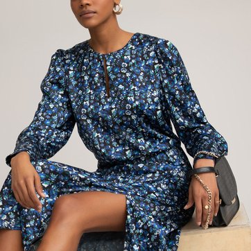 Langes Kleid mit Blumenmuster und langen Ärmeln LA REDOUTE COLLECTIONS