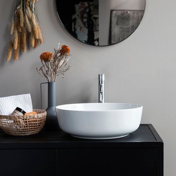 Ronde Vasque /À Poser Lavabo Salle De Bain Lave,41X15 Cm Mains Vasque Evier /À Poser excluant Le Robinet RKRCXH Lavabo Vasque en Verre Tremp/é C/éramique Lavabo