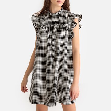 Vestido evasé de manga corta, estampado vichy LA REDOUTE COLLECTIONS