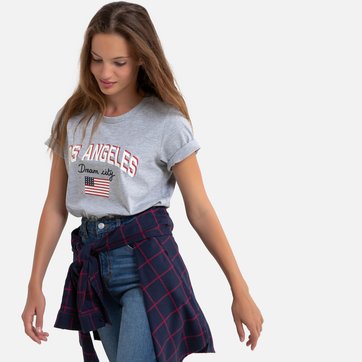 T-shirt comprida, estampado à frente, 10-16 anos LA REDOUTE COLLECTIONS