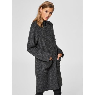 Officier Laine Manteau La Femme Redoute Gris ERqwPZSxq
