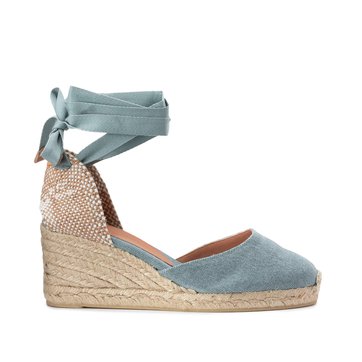 espadrilles compensées rouge à lacets