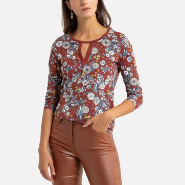 Camisola com gola redonda, mangas compridas, estampado floral ANNE WEYBURN