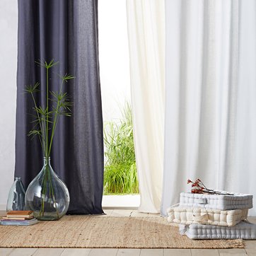 INLLADDY Rideaux Voilages Couleur Unie Translucide Rayures Voile de Fen/être pour Salon Chambre Decoration 1 Rideau Rose 200x100cm