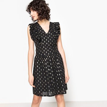 Vestido evasé, largo e curto, estampado gráfico SEE U SOON