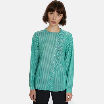 Blusa às riscas, gola redonda e com folhos Blusa às riscas, gola redonda e com folhos COMPANIA FANTASTICA