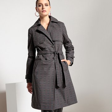 Trench largo a cuadros con tratamiento Teflon® ANNE WEYBURN