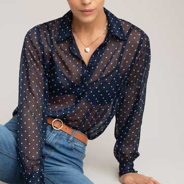 Bluse mit langen Ärmeln und Tupfenmuster, Voile LA REDOUTE COLLECTIONS