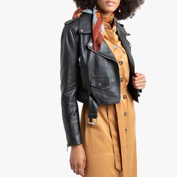 Cazadora de estilo motero, de piel de cordero LA REDOUTE COLLECTIONS