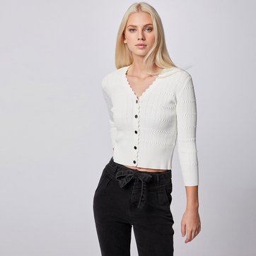 Morgan Gilet Manches Longues Ceintur/é Mbass Cardigan Sweater Femme