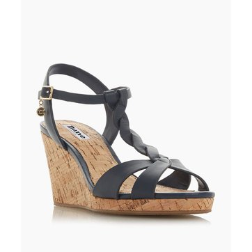 sandales compensées femme bleu marine
