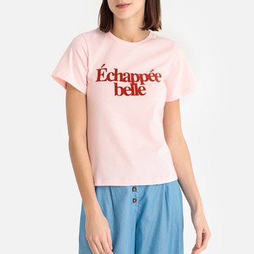 T-shirt de gola redonda, mangas curtas T-shirt de gola redonda, mangas curtas FRNCH