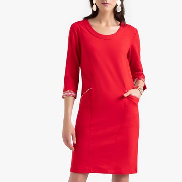 Vestido recto con mangas 3/4 de punto milano Vestido recto con mangas 3/4 de punto milano ANNE WEYBURN