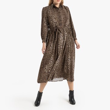 Vestido camisero largo con estampado leopardo LA REDOUTE COLLECTIONS PLUS