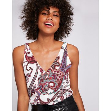Blusa de cavas, estampado cornucópias MORGAN