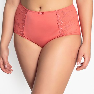 Cuecas de cintura subida, em tule bordado microfibra CASTALUNA