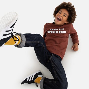 Sweat com gola redonda e mensagem em malha tipo borboto, 3-14 anos LA REDOUTE COLLECTIONS