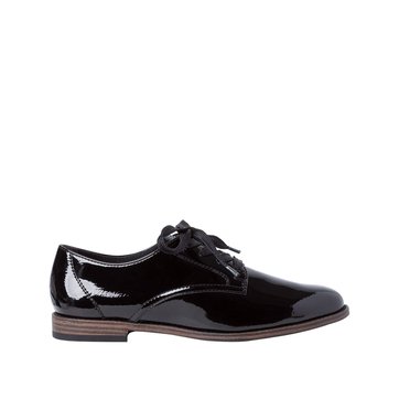 womens black patent brogues