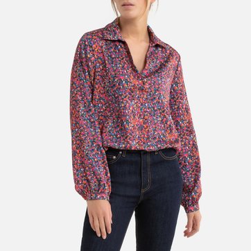Bedruckte Bluse mit Hemdkragen und V-Ausschnitt MOLLY BRACKEN