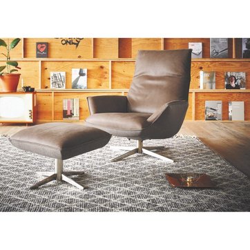 Repose Pieds int/égr/é Excellente qualit/é Design Salon Peu encombrant tr/ès Confortable Mikonos Fauteuil de Relaxation en Cuir Blanc