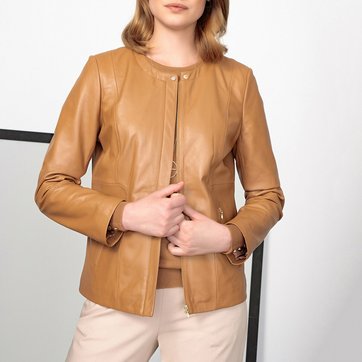 Kurzer Leder-Blouson mit Reissverschluss, Übergangszeit Kurzer Leder-Blouson mit Reissverschluss, Übergangszeit ANNE WEYBURN
