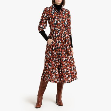 Vestido camisero de manga 3/4 con largo midi LA REDOUTE COLLECTIONS