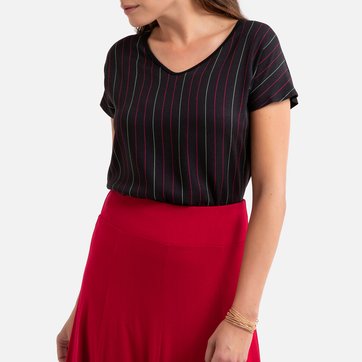 Blusa às riscas, bimatéria, mangas curtas ANNE WEYBURN