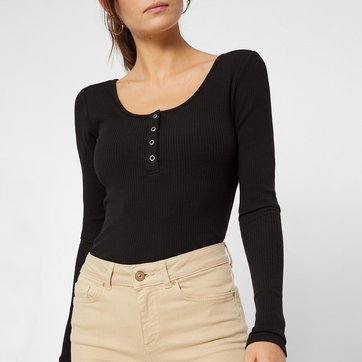 Camisola de mangas compridas, efeito canelado PIECES