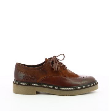 derbies femme daim camel