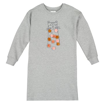 Vestido em moletão, com pompons pequenos, 3-12 anos LA REDOUTE COLLECTIONS