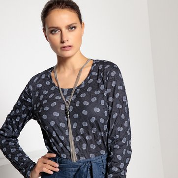 Camisola estampada, gola redonda, mangas compridas ANNE WEYBURN