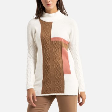 Camisola tipo túnica, gola subida, em malha grossa ANNE WEYBURN