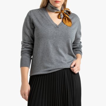 Jersey con cuello de pico de punto fino LA REDOUTE COLLECTIONS PLUS