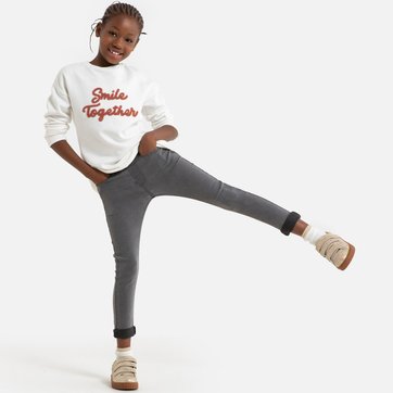 Sweat comprida, motivo em malha tipo borboto à frente, 3-14 anos LA REDOUTE COLLECTIONS