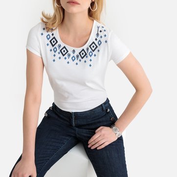 T-shirt bordada, mangas curtas ANNE WEYBURN