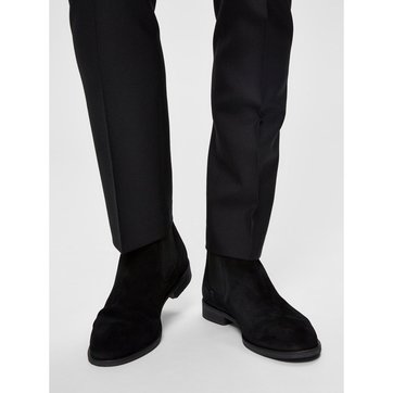 boots en daim noir homme
