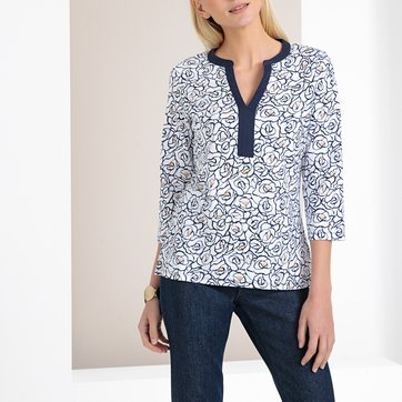 Camiseta estampada con cuello de pico, manga larga ANNE WEYBURN