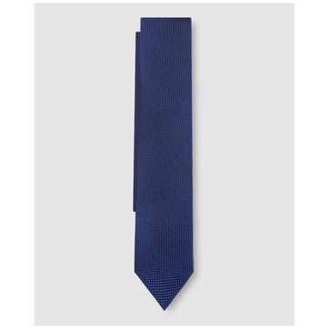 Cravate BRIONI Soie Bleu Marine - Médaillon Argent Géométrique - Fait Main Italie - Neuf