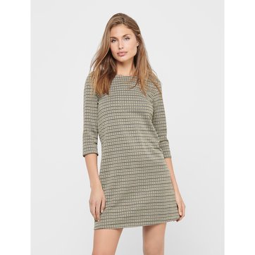 Vestido curto aos quadrados, mangas 3/4 ONLY