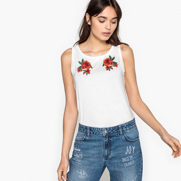 T-shirt de gola redonda lisa, sem mangas BEST MOUNTAIN