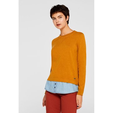 2-in-1-Pullover, Lagenlook mit Jeanshemd ESPRIT