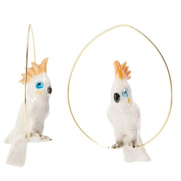 Créoles Cacatoes en porcelaine. NACH BIJOUX