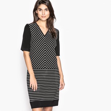 Vestido recto a rayas con manga 3/4 ANNE WEYBURN