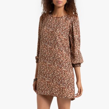 Vestido corto recto, con estampado de flores COMPANIA FANTASTICA