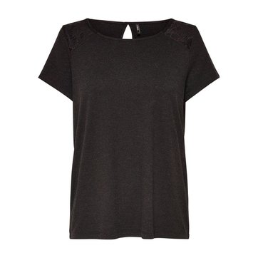 T-shirt de gola redonda, mangas curtas com renda ONLY