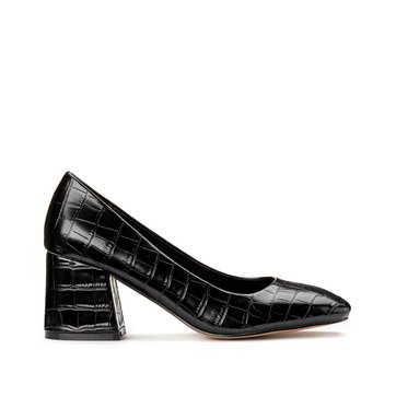 square toe block heel court shoes