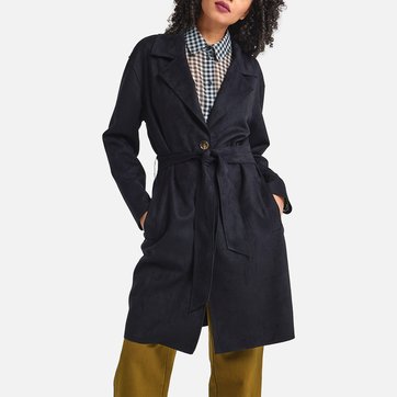 Halblanger Trenchcoat aus Veloursleder, Bindegürtel LA REDOUTE COLLECTIONS