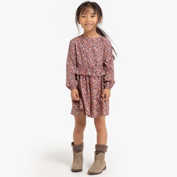 Vestido fluido de mangas compridas, motivo floral, 3-12 anos LA REDOUTE COLLECTIONS