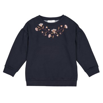 Sweat com gola redonda, motivo às flores, 3-14 anos LA REDOUTE COLLECTIONS